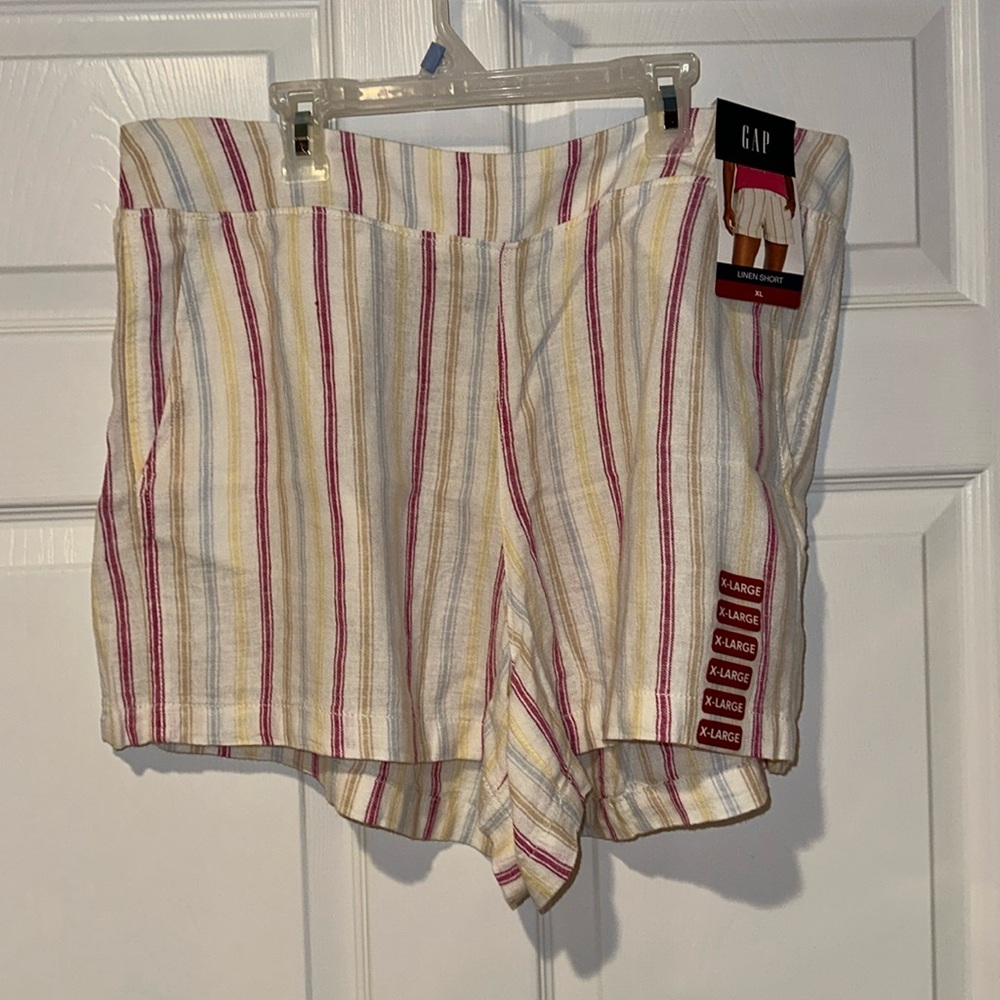New with Tags GAP Colorful Ticking Stripe Linen Shorts -XL